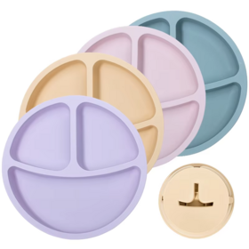Baby Children's Kids Eating Table Setting Eco Friendly Baby Silicone Dinner Plate for Toddler Children Kids