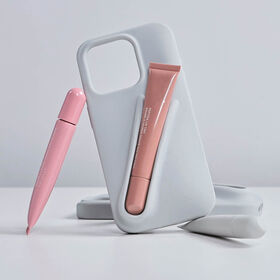 Terlaris 2025 Casing ponsel warna merah muda tahan lama untuk membawa lip gloss dan lipstik, cocok untuk i phone 16 pro.