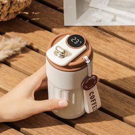 Gelas Tumbler Kopi Stainless Steel Insulasi Termal dengan Logo Kustom, Tampilan Suhu LED Digital, Mug Kopi Termal Pintar untuk Perjalanan