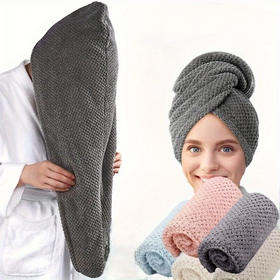 Bonnet de Serviette de Bain Personnalisé en Gros pour Femmes, Épaissi, Super Absorbant, en Velours Corail, Grille Ananas, Serviette de Cheveux à Séchage Rapide
