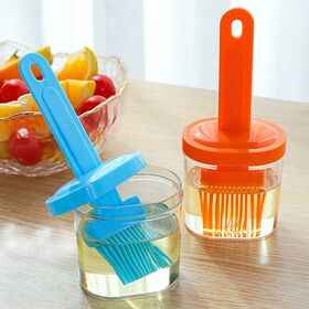 Cepillo de Silicona con Botella, Accesorios de Cocina, Herramienta para Hornear, Cepillo para Barbacoa Integrado, Botella de Aceite de Silicona para Cocina