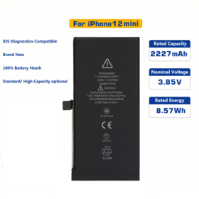 Batterie Cobalt Pur OEM iOS 100% Santé Diagnostic Compatible pour réparation iPhone 12 mini, remplacement batterie téléphone Apple