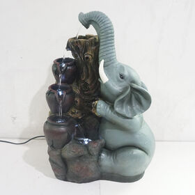 Wholesale resin sculpture elephant statue water fountain with pump LED for home office hotel restaurant garden ornament