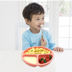 Heat Resistant Divided Silicone Suction Plate Baby Flexible Silicone Baby Plates BPA Free Silicone Toddler Plate