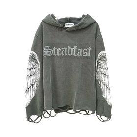Custom Heavyweight Cotton Streetwear Luxury Rhinestone Logo Hoodie Men Rhinestone Hoodie