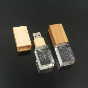 Benutzerdefinierter 3D-Logo Holz Kristall USB 2.0/3.0 Flash-Laufwerk 8GB 16GB 32GB 64GB Kristall USB-Stick USB-Pen-Drive Kristall USB-Flash-Laufwerk