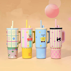 Großhandel 24oz Becher mit Griff, Edelstahl Isolierbecher, KT Katze Auto Tasse Vakuumisolierter Reisebecher