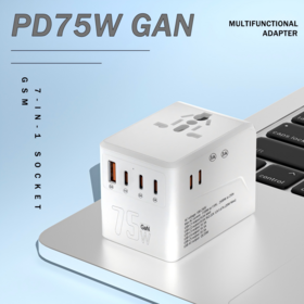 Convertisseur de voyage international portable 220V-110V avec 1 adaptateur d'alimentation universel USB 5 type-c pour protection contre les surtensions 10A dans le monde entier
