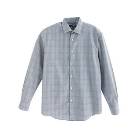 Camisa de hombre holgada de manga larga a cuadros grises