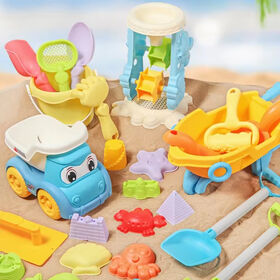 Ensemble de Jouets de Plage pour Enfants - Seau Pliable, Fourches à Sable et Pelles, Formes, Filtre pour Bouteille d'Eau, Matériau Durable et