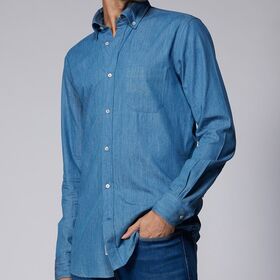 Unisex Denim Hemden mit individueller Größe, Farbe und Logo, Baumwoll-Denim-Hemd hergestellt in Indien