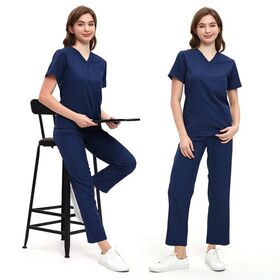 Conjunto de Uniforme Médico Resistente al Desgaste para Hospital, Blusa y Pantalón, Tecnología Resistente a la Decoloración, Mezcla de Algodón, Uniforme Médico para Enfermeras