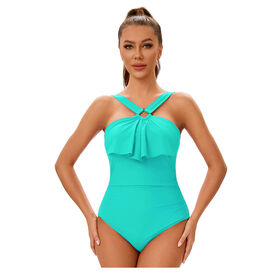 Sexy Backless One-Piece Swimsuit for Women - Solid Color bandeau swimwear Monokini with Tummy Control wholesale