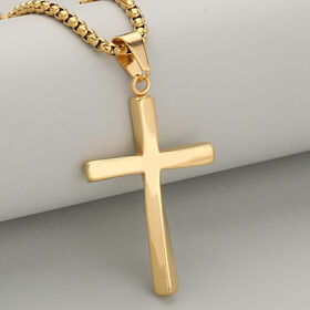 2026 European and American cross-border new twisted minimalist cold style accessories stainless steel cross pendant