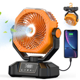 Portable 16000mAh Rechargeable LED Light Personal Cooling Fan with Water Mist for Outdoor Patios ABS Body Material (Orange)