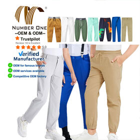 Calças infantis personalizadas OEM, calças chino, cargo, de malha, tecidas, casuais, formais, tipo jogger, largas para meninos