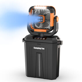 Ventilateur de Brumisation Portable 12L, Ventilateur de Refroidissement Extérieur avec Batterie Rechargeable 20000mAh, Suspension et Éclairage (Orange)