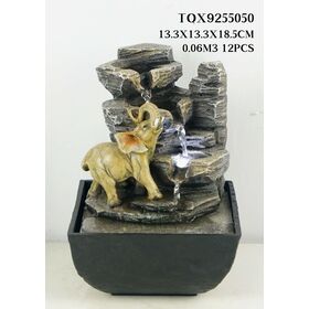 Fabrikpreis Wohndekor Werbegeschenk Elefantenstatue Wasserbrunnen Souvenir mit Pumpe LED für Indoor-Tischdekoration