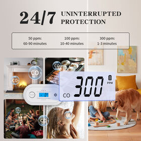 Détecteur de Monoxyde de Carbone avec Pile CR123A Remplaçable, Alarme Intelligente WiFi de Monoxyde de Carbone avec Application Tuya/Smart Life, EN50291, VC22WR-04