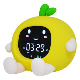 Fruit Theme Phone Stand and Wake up New Silicone Sleep Trainer Clock Soft Material Cute Shape Alarm Clock with Sounds for Kids