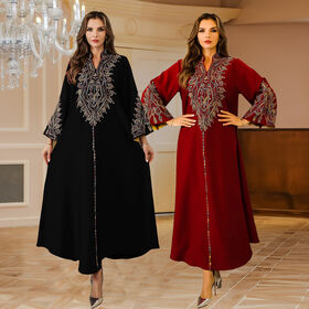 Elegante y hermosa abaya musulmana de Oriente Medio, vestido largo estampado, túnica Dubái