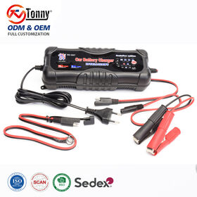 Chargeur de Batterie 6A 12V/24V Automatique Intelligent à Impulsions avec Réparation pour Voiture Camion Camping-car AGM LiFePO4 Batterie à Décharge Lente avec Écran LCD Certification CE