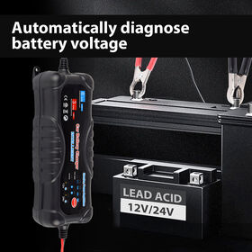 Chargeur et Mainteneur de Batterie Professionnel 6A 12V/24V pour Batteries à Décharge Lente dans Camions, Camping-cars, Bateaux - Charge Multi-étapes & Protection contre l'Inversion de Polarité