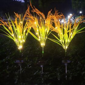 Lampes solaires de jardin en paille de riz 1,5 W, lumières d'ambiance extérieures étanche