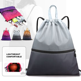 High Quality Waterproof Polyester Drawstring Sport Storage Backpack Grey Draw String Bag with Custom Printed logo