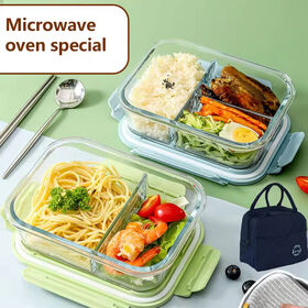 BPA-Free High Borosilicate Glass Lunch Box Set Classic Design Style Microwavable Food Container Kids Children Adults-Bento Style