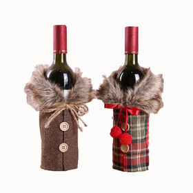 Chapeau De Noël Pour Bouteille De Vin - Décoration Festive En Velours Et Tricot, Avec écharpe