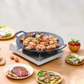Multipurpose Korean Style Die-cast Aluminum Raffinate Outdoor Food BBQ Round Non Stick Griddle Grill Pan