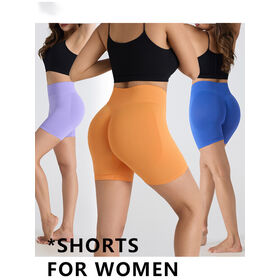 Short de sport personnalisé pour femmes, couleur unie pêche, pantalon de yoga pour course à pied, nylon spandex, rehaussement des fesses, short de sport d'été moulant pour femmes