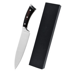 Couteau de chef 8 pouces en acier inoxydable 5Cr15MoV, couteau japonais Sandoku pour usage domestique, trancheur à viande de cuisine avec manche en bois coloré