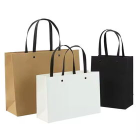 Customized Logo Festivals Kraft Paper Shopping Handbag with Rivet Handle Wholesale Craft Gift Bag