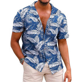 Chemise Hawaïenne Funky à Manches Courtes Pour Homme - Loisirs - Chemise Hawaïenne Imprimée Ananas, Palmiers Et Fleurs - Décontractée - Confortable - Avec Poche Avant - Chemise Tendance - Chemise De