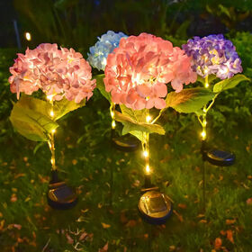Lumière Solaire LED Hortensia, Fleur de Simulation, Décoration Extérieure de Patio, Lumières d'Ambiance, Lumières de Pelouse pour Noël et les Fêtes