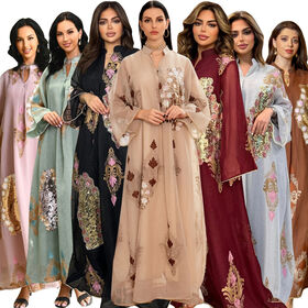 Vestido de Noche Árabe Musulmán para Mujer en Oriente Medio - Vestido de Lentejuelas Bordado con Cuentas, Bata Dubai