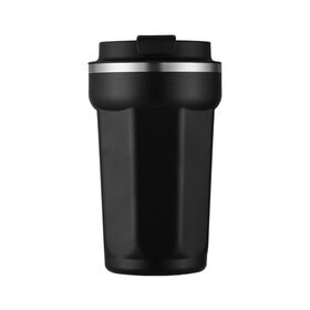 Gelas Tumbler Termos Portabel Kustom untuk Air Minum Kantor Sehari-hari, Mobil, Mug Kopi Dinding Ganda Baja Tahan Karat Hitam untuk Perjalanan