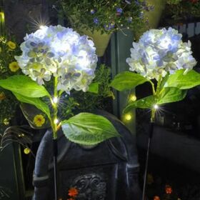 Lampes Solaires de Jardin, Lampes Solaires d'Extérieur avec Hortensias Réalistes, Lampes de Fleurs Étanches à Énergie Solaire pour Patio Extérieur