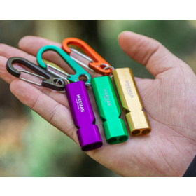 Customized outdoor whistle with rope, camping and mountaineering double-tube whistle, aluminum alloy emergency rescue whistle
