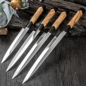 Conjunto de Facas de Chef Personalizadas, Faca de Sushi, Conjunto de Lâminas Japonesas para Filetar Peixe, Facas de Chef de Aço Inoxidável para Cortar e Fatiar com Cabo de Madeira