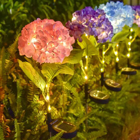 Lumière LED en Forme de Fleur, Lampes Solaires de Jardin avec Hortensias Plus Réalistes, Lampes Solaires Étanches pour Patio Extérieur