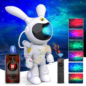 Projetor de Luz Noturna com Design Ajustável 360°, Astronauta Nebulosa Galáxia, Iluminação para Crianças, Presente de Natal e Aniversário