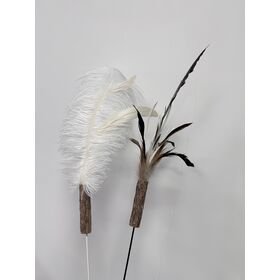Cat teaser stick with replaceable feathers