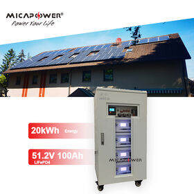بطارية ليثيوم MICA مثبتة على حامل 48 فولت 100 أمبير في الساعة، وحدة بطارية 15 كيلو وات لتخزين الطاقة الشمسية، خزانة بطارية LiFePO4 لنظام الطاقة الشمسية المنزلي