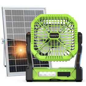 Camping Solar Fan with LED Lantern & 4-Speed Oscillation – 8000mAh Rechargeable, Cordless, Portable Table Fan for Outdoor