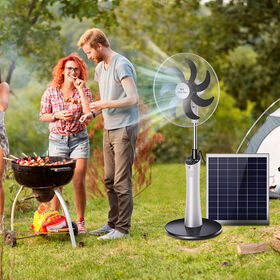 18-Zoll Solar-Bodenventilator mit Dual-Power, 5 Meter wetterfestem Kabel und Fernbedienung für Camping und Outdoor-Einsatz - Großhandel