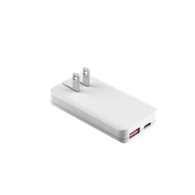 Großhandel, OEM ODM Fabrik, GaN 65W Reiseladegerät, Dual-Port-Schnellladung, USB A und Typ C Anschluss, US-Stecker, mit Schalter