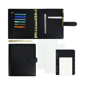 Classeur Personnalisé en Cuir PU A5 à 6 Anneaux, Couverture de Cahier Journal Motif Litchi, Organiseur Rechargeable avec Intercalaires